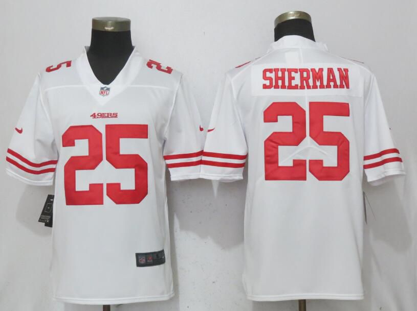 Men San Francisco 49ers #25 Sherman White Vapor Untouchable New Nike Limited NFL Jerseys->->NFL Jersey